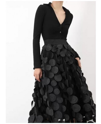 Fashion Design Black Tulle Long Skirt for Women 2023 Spring Summer Elegant Vintage A Line High Waist Midi Skirt Female $40.46...