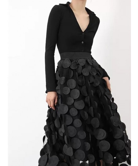 Fashion Design Black Tulle Long Skirt for Women 2023 Spring Summer Elegant Vintage A Line High Waist Midi Skirt Female $40.46...