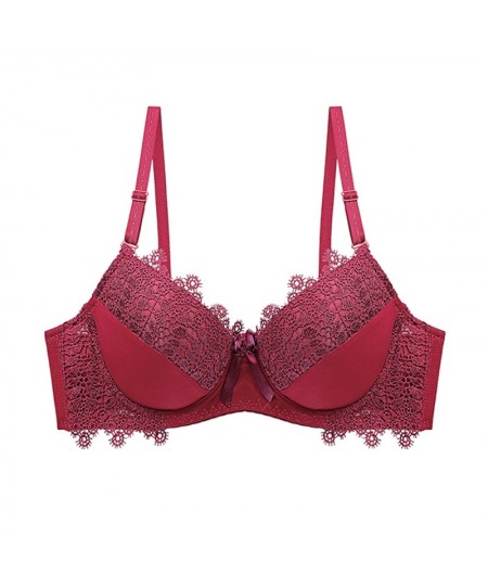 New 2023 Sexy Lace Push Up Women Bra Set Solid ABC Cup Lingerie Underwear For Women Black Red Beige $20.40 - Underwear