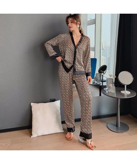 Women's Pajamas Summer Pijama Silk Sleepwear Thin V-neck Long-sleeved Sleepwear Female Home Wear Elegant Pajama $25.55 - Slee...