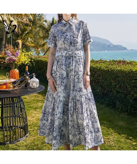 Y2K clothes designer summer vintage jungle print midi long dresses for women casual elegant with belt evening dress female $5...