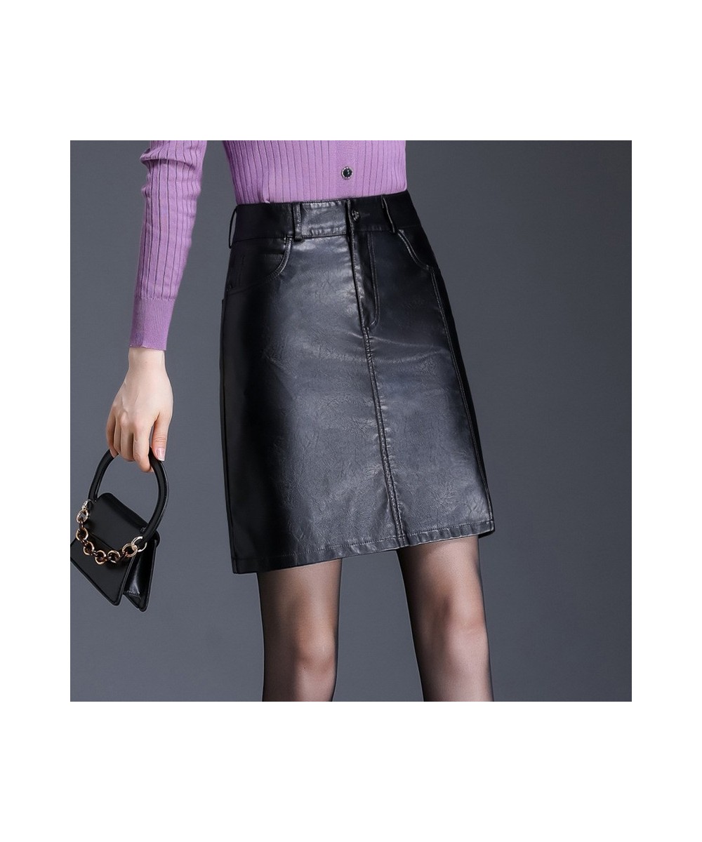 Women Red PU Leather Mini Skirt Autumn Winter High Waist Office Lady Slmple Elegant Sexy Bodycon Short Black Skirts $43.49 - ...