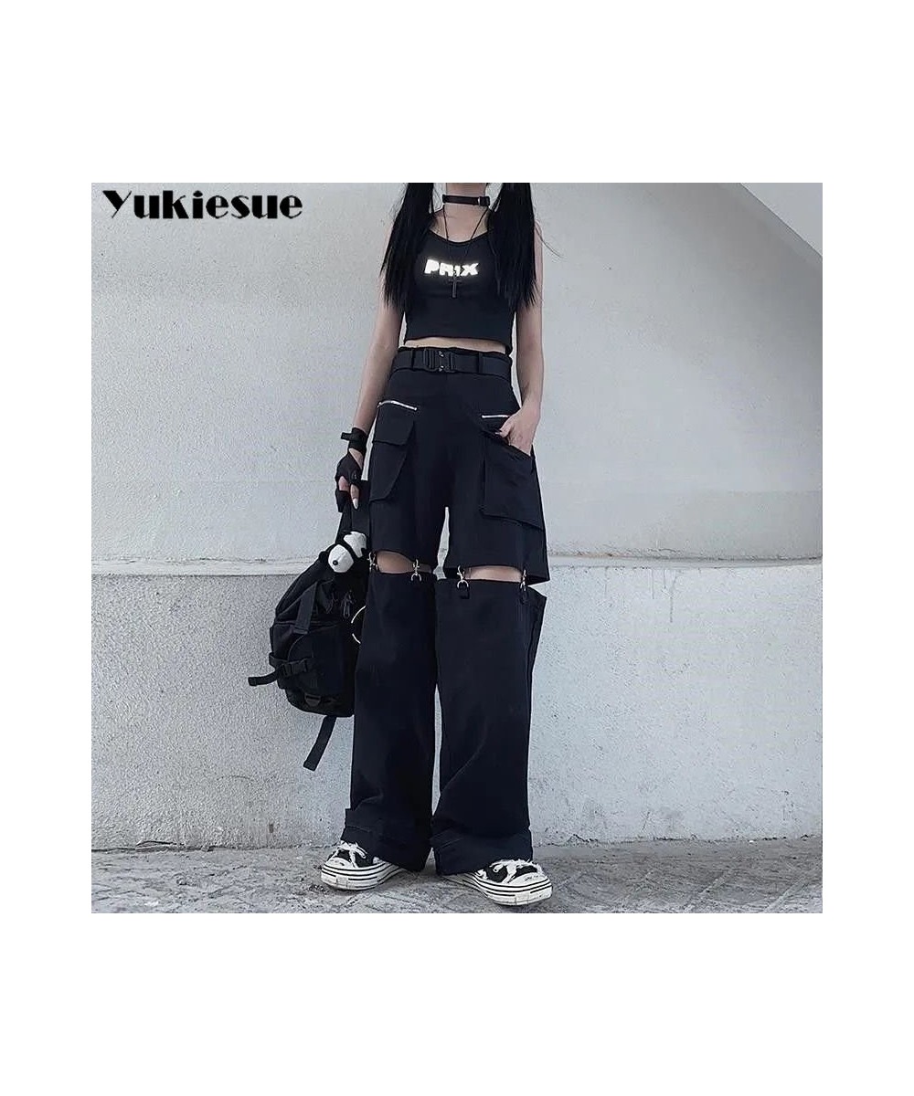 Vintage Cargo Pants Women Khaki Wide Leg Pants womens Harajuku Baggy Sweatpants Hip Hop Trousers Drawstring Streetwear Pantal...