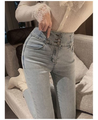 Winter Plus Velvet Thick Warm Slim Jeans Women Korean Fashion Skinny High Waisted Denim Trousers Streetwear Vintage Pencil $5...