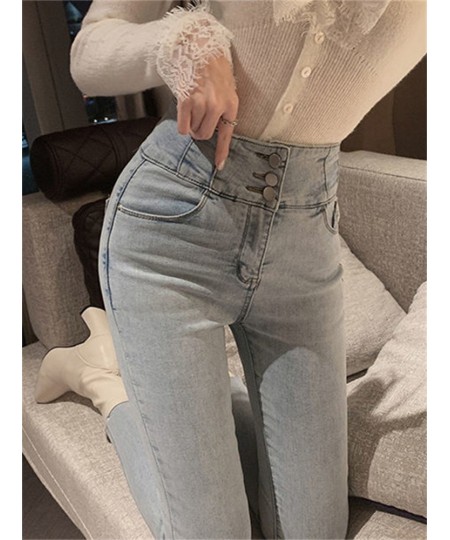 Winter Plus Velvet Thick Warm Slim Jeans Women Korean Fashion Skinny High Waisted Denim Trousers Streetwear Vintage Pencil $5...