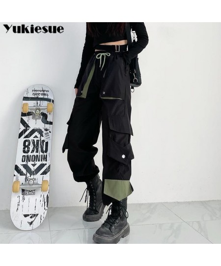 Vintage Cargo Pants Women Khaki Wide Leg Pants womens Harajuku Baggy Sweatpants Hip Hop Trousers Drawstring Streetwear Pantal...