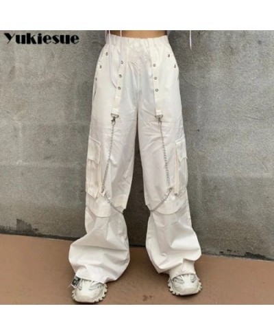 Vintage Cargo Pants Women Khaki Wide Leg Pants womens Harajuku Baggy Sweatpants Hip Hop Trousers Drawstring Streetwear Pantal...