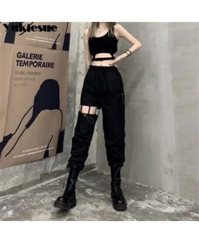 Vintage Cargo Pants Women Khaki Wide Leg Pants womens Harajuku Baggy Sweatpants Hip Hop Trousers Drawstring Streetwear Pantal...