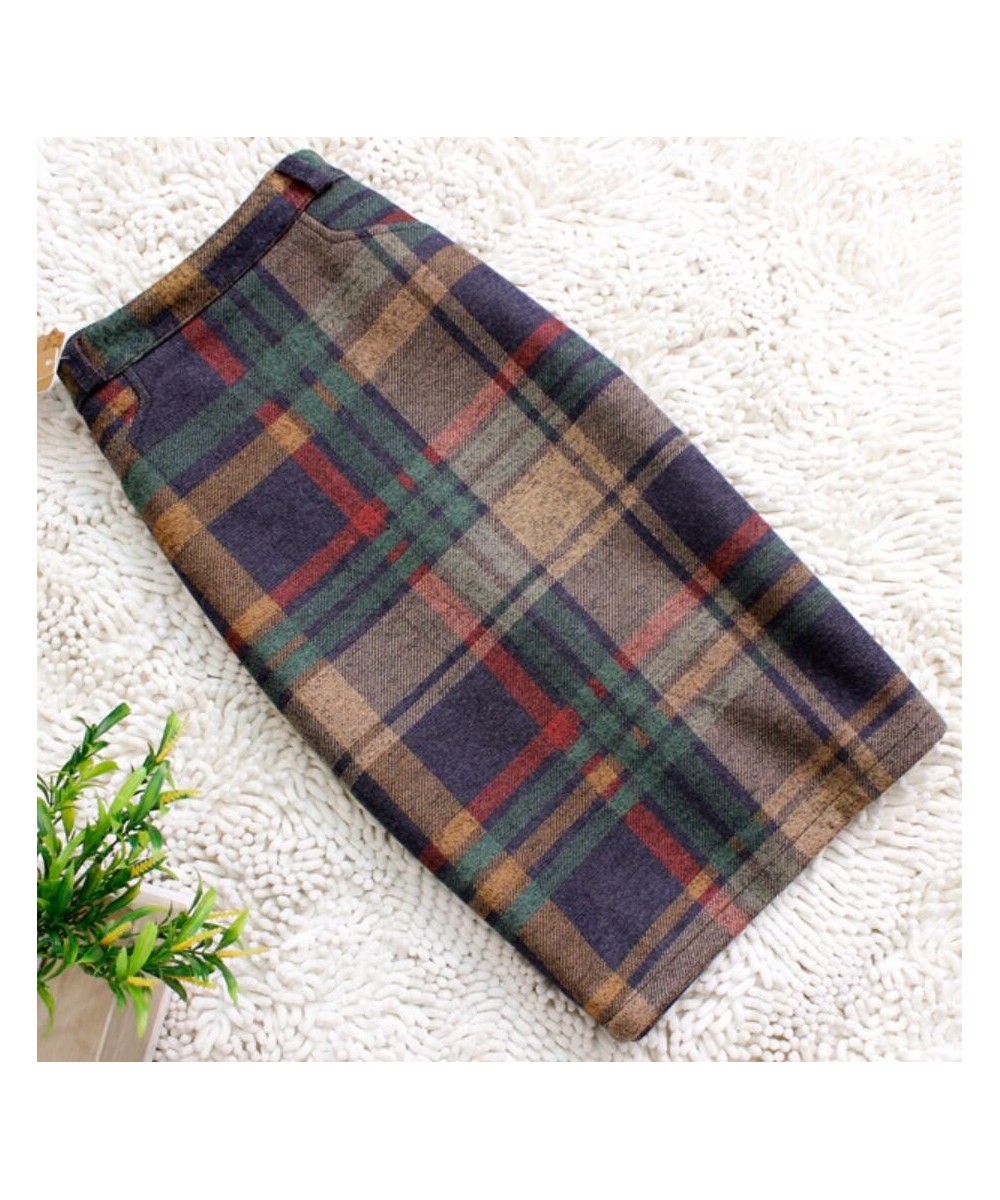 Vintage Plaid Skirt Women Elegant Package Hip Slim Winter knee-length Skirts Warm Woolen Skirt Office Lady $53.41 - Bottoms