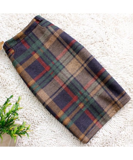 Vintage Plaid Skirt Women Elegant Package Hip Slim Winter knee-length Skirts Warm Woolen Skirt Office Lady $53.41 - Bottoms