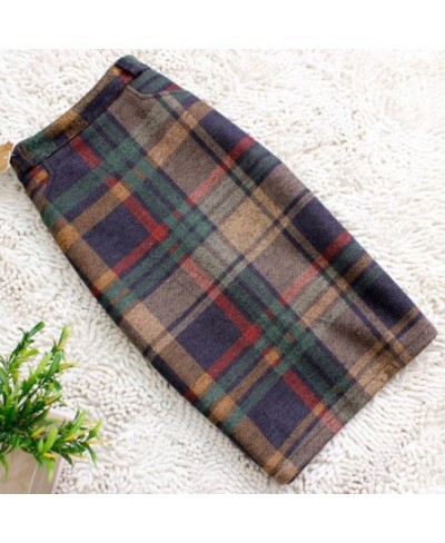 Vintage Plaid Skirt Women Elegant Package Hip Slim Winter knee-length Skirts Warm Woolen Skirt Office Lady $53.41 - Bottoms