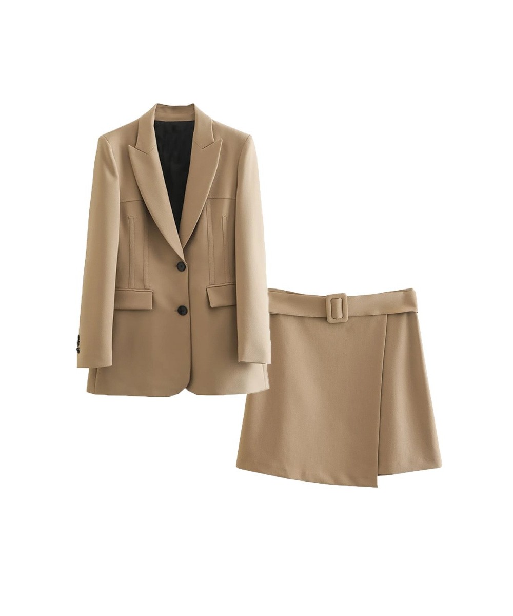 Women's Blazers Suit Khaki Jackets Coat Office Ladies Blazer Solid Long Sleeve Coat Elegant zaWoman Two Piece Sets Outwear $8...