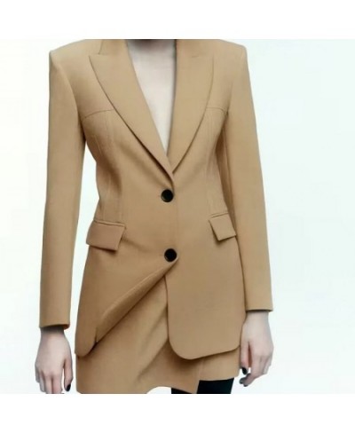 Women's Blazers Suit Khaki Jackets Coat Office Ladies Blazer Solid Long Sleeve Coat Elegant zaWoman Two Piece Sets Outwear $8...