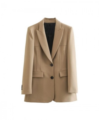 Women's Blazers Suit Khaki Jackets Coat Office Ladies Blazer Solid Long Sleeve Coat Elegant zaWoman Two Piece Sets Outwear $8...