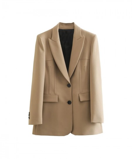 Women's Blazers Suit Khaki Jackets Coat Office Ladies Blazer Solid Long Sleeve Coat Elegant zaWoman Two Piece Sets Outwear $8...