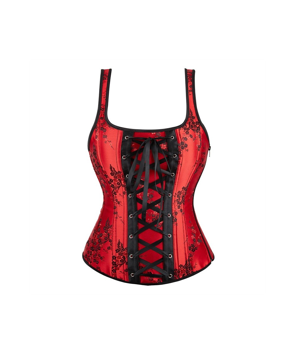 Corset Top Bustier Strap Embroidery Flower Plus Size Overbust Corselet Burlesque Sexy Lingerie Women Red Black $38.31 - Under...