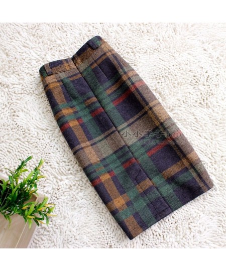 Vintage Plaid Skirt Women Elegant Package Hip Slim Winter knee-length Skirts Warm Woolen Skirt Office Lady $53.41 - Bottoms