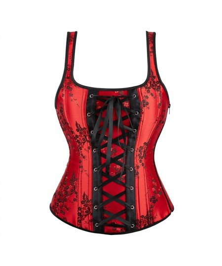 Corset Top Bustier Strap Embroidery Flower Plus Size Overbust Corselet Burlesque Sexy Lingerie Women Red Black $38.31 - Under...