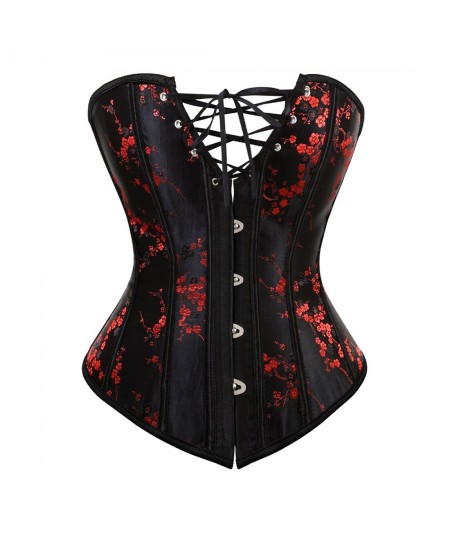 Corset Top Bustier Strap Embroidery Flower Plus Size Overbust Corselet Burlesque Sexy Lingerie Women Red Black $38.31 - Under...