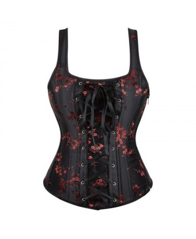 Corset Top Bustier Strap Embroidery Flower Plus Size Overbust Corselet Burlesque Sexy Lingerie Women Red Black $38.31 - Under...