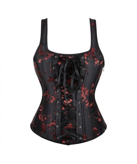 Corset Top Bustier Strap Embroidery Flower Plus Size Overbust Corselet Burlesque Sexy Lingerie Women Red Black $38.31 - Under...