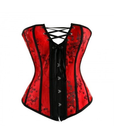 Corset Top Bustier Strap Embroidery Flower Plus Size Overbust Corselet Burlesque Sexy Lingerie Women Red Black $38.31 - Under...