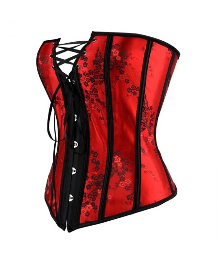 Corset Top Bustier Strap Embroidery Flower Plus Size Overbust Corselet Burlesque Sexy Lingerie Women Red Black $38.31 - Under...