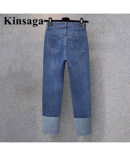 Designer Button Patchwork Cuffed Ankle Length Jeans Summer Streetwear Stretch Skinny Capris Indie Aesthetic Ripped Denim Pant...