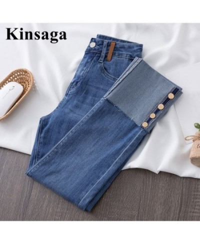 Designer Button Patchwork Cuffed Ankle Length Jeans Summer Streetwear Stretch Skinny Capris Indie Aesthetic Ripped Denim Pant...