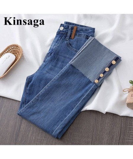 Designer Button Patchwork Cuffed Ankle Length Jeans Summer Streetwear Stretch Skinny Capris Indie Aesthetic Ripped Denim Pant...