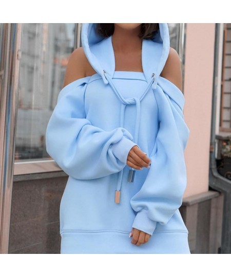 Oversized Hoodie Warm Sweatshirt Top Mid-Length Loose Fit Stylish Off Shoulder Women Oversized Hoodie $50.29 - Hoodies & Swea...