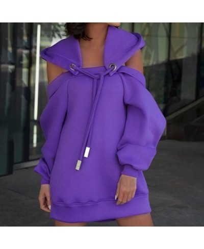 Oversized Hoodie Warm Sweatshirt Top Mid-Length Loose Fit Stylish Off Shoulder Women Oversized Hoodie $50.29 - Hoodies & Swea...