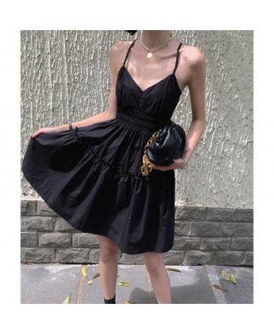 Vintage Sexy Mini Strap Backless Dress Woman Skinny Patchwork A Line Dresses Femme 2023 Summer New Female Clothing Street Wea...