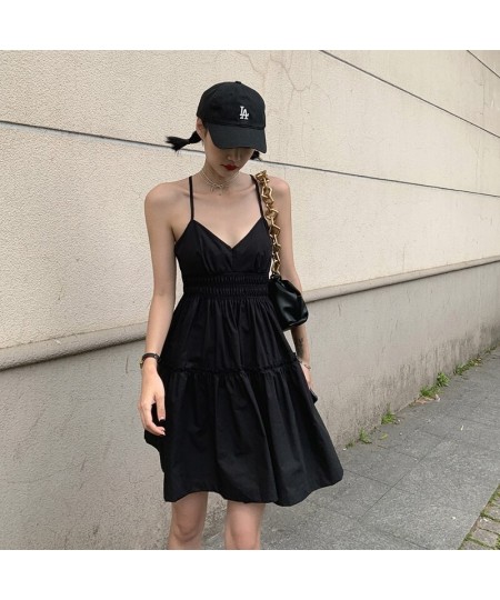 Vintage Sexy Mini Strap Backless Dress Woman Skinny Patchwork A Line Dresses Femme 2023 Summer New Female Clothing Street Wea...