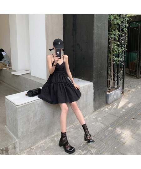 Vintage Sexy Mini Strap Backless Dress Woman Skinny Patchwork A Line Dresses Femme 2023 Summer New Female Clothing Street Wea...