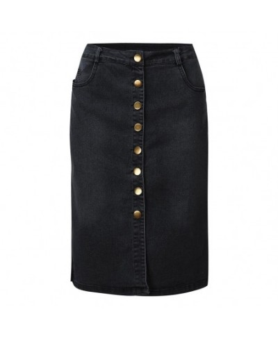 2023 retro slim sexy denim skirt XS-XL casual high waist button half-length denim skirt $41.28 - Skirts