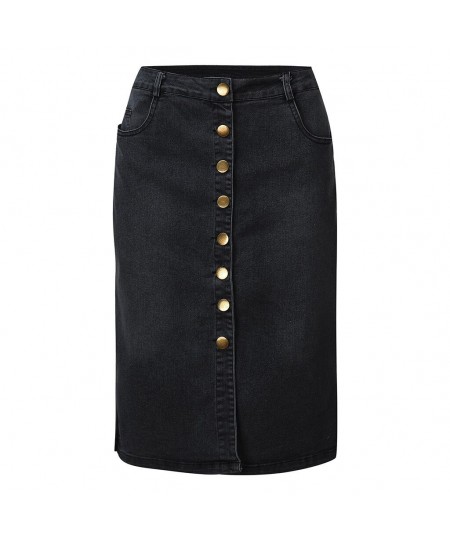 2023 retro slim sexy denim skirt XS-XL casual high waist button half-length denim skirt $41.28 - Skirts