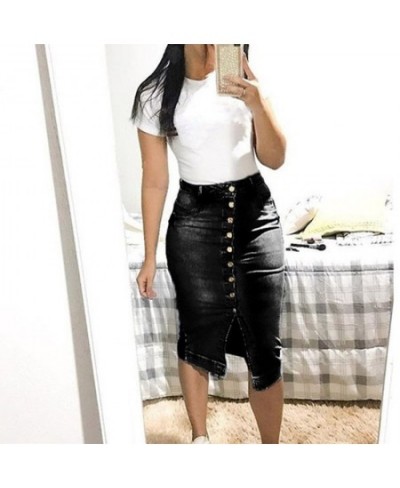 2023 retro slim sexy denim skirt XS-XL casual high waist button half-length denim skirt $41.28 - Skirts