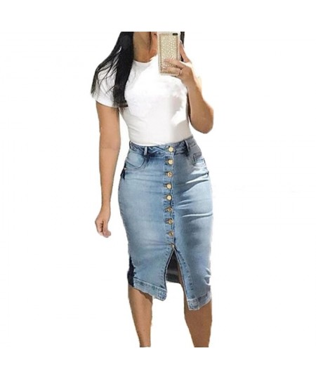 2023 retro slim sexy denim skirt XS-XL casual high waist button half-length denim skirt $41.28 - Skirts