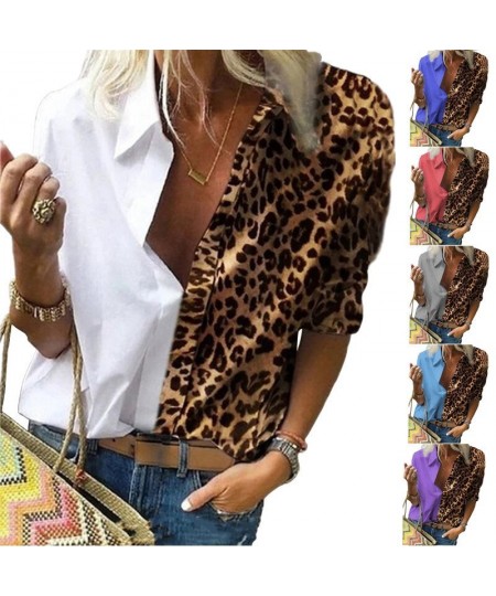 Leopard Print Loose Shirt Women Long Sleeve Printed Chiffon Blouse Turn-down Collar Tops AM2145 $34.57 - Blouses & Shirts