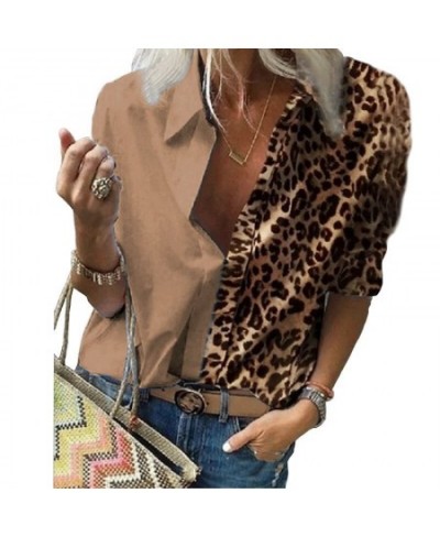 Leopard Print Loose Shirt Women Long Sleeve Printed Chiffon Blouse Turn-down Collar Tops AM2145 $34.57 - Blouses & Shirts