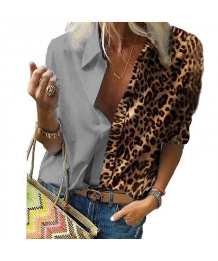 Leopard Print Loose Shirt Women Long Sleeve Printed Chiffon Blouse Turn-down Collar Tops AM2145 $34.57 - Blouses & Shirts