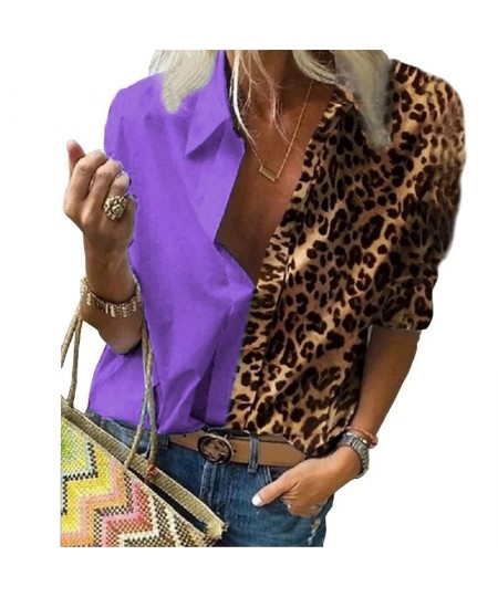 Leopard Print Loose Shirt Women Long Sleeve Printed Chiffon Blouse Turn-down Collar Tops AM2145 $34.57 - Blouses & Shirts