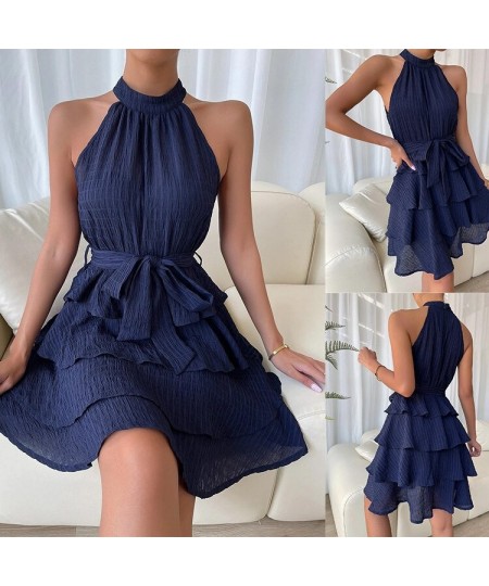 Spring Summer Women Dress New Sleeveless Women Ruffle Dress Women Sexy Hot Girls Streetwear Women Blue Bow Dress $37.37 - Dre...