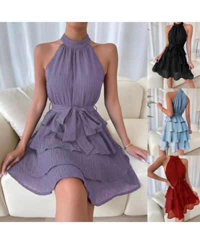 Spring Summer Women Dress New Sleeveless Women Ruffle Dress Women Sexy Hot Girls Streetwear Women Blue Bow Dress $37.37 - Dre...