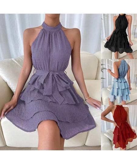 Spring Summer Women Dress New Sleeveless Women Ruffle Dress Women Sexy Hot Girls Streetwear Women Blue Bow Dress $37.37 - Dre...