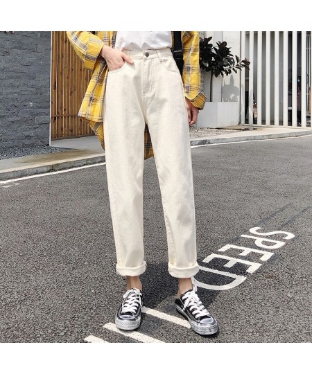 high waisted jeans woman fashionable white loose woman's jeans for women ripped jeans boyfriend jeans women's jeans clothe $4...