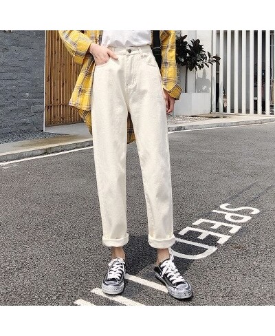 high waisted jeans woman fashionable white loose woman's jeans for women ripped jeans boyfriend jeans women's jeans clothe $4...