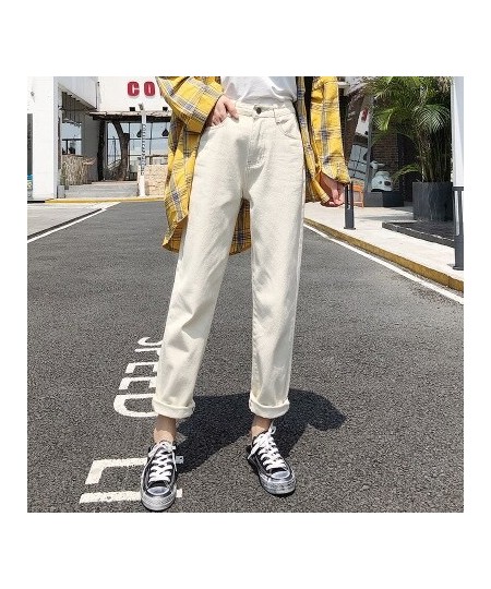 high waisted jeans woman fashionable white loose woman's jeans for women ripped jeans boyfriend jeans women's jeans clothe $4...