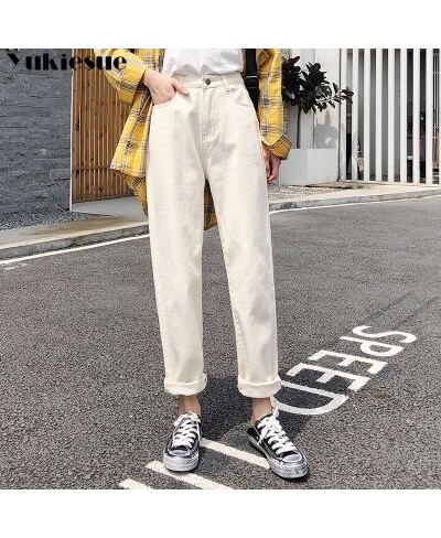 high waisted jeans woman fashionable white loose woman's jeans for women ripped jeans boyfriend jeans women's jeans clothe $4...